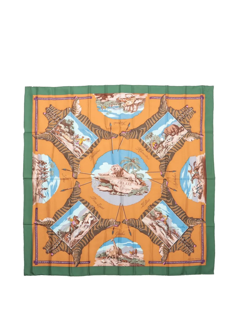 Hermès Pre-Owned La Chasse en Afrique シルクスカーフ - オレンジ Hermès Pre-Owned La Chasse en Afrique シルクスカーフ - オレンジ