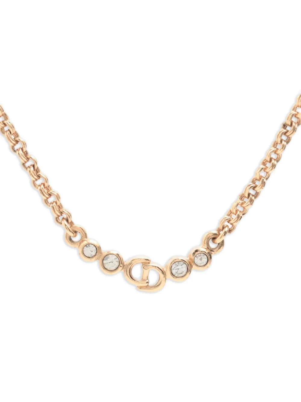 Christian Dior Pre-Owned rhinestone-embellished CD necklace | Gold | Image 1