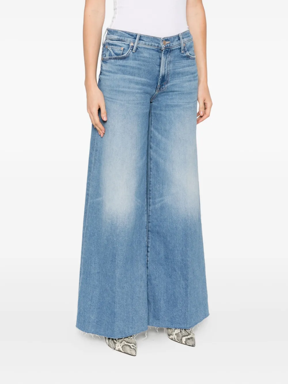 MOTHER The Swisher Sneak Fray jeans Blauw