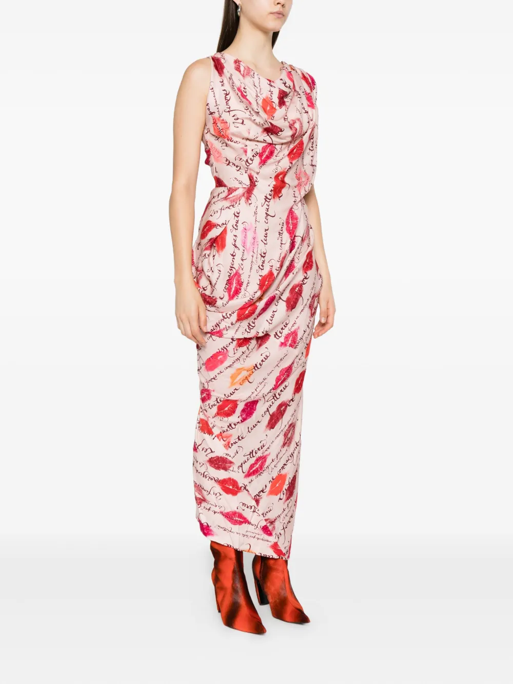 Vivienne Westwood Gedrapeerde jurk met print Roze