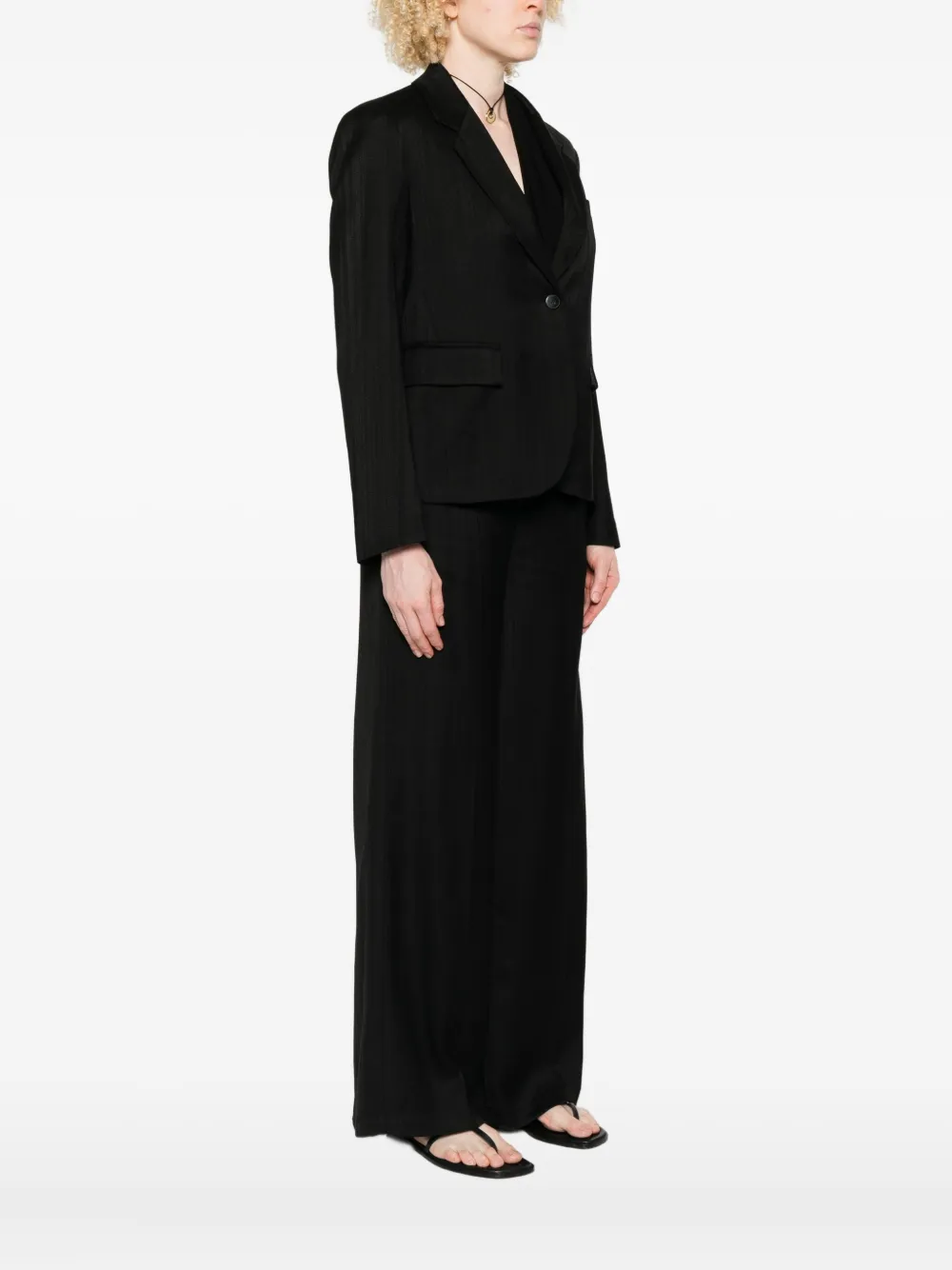 Forte Forte Pinstripe Single-breasted Blazer In Black