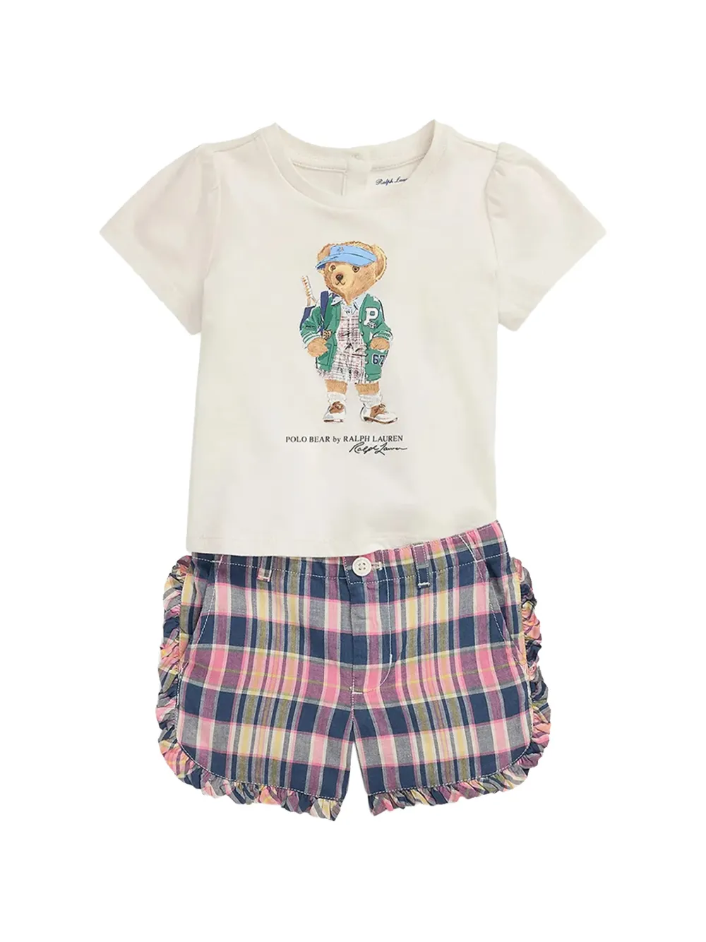 POLO RALPH LAUREN KIDS graphic puff-sleeve short set - Toni neutri