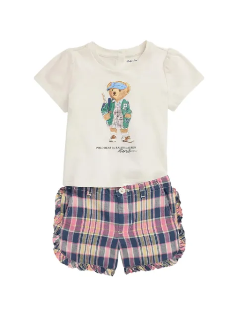 POLO RALPH LAUREN KIDS graphic puff-sleeve short set