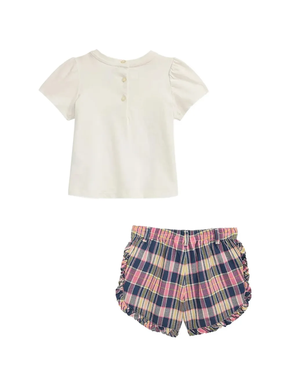 POLO RALPH LAUREN KIDS Shorts en shirt met pofmouwen en print Beige