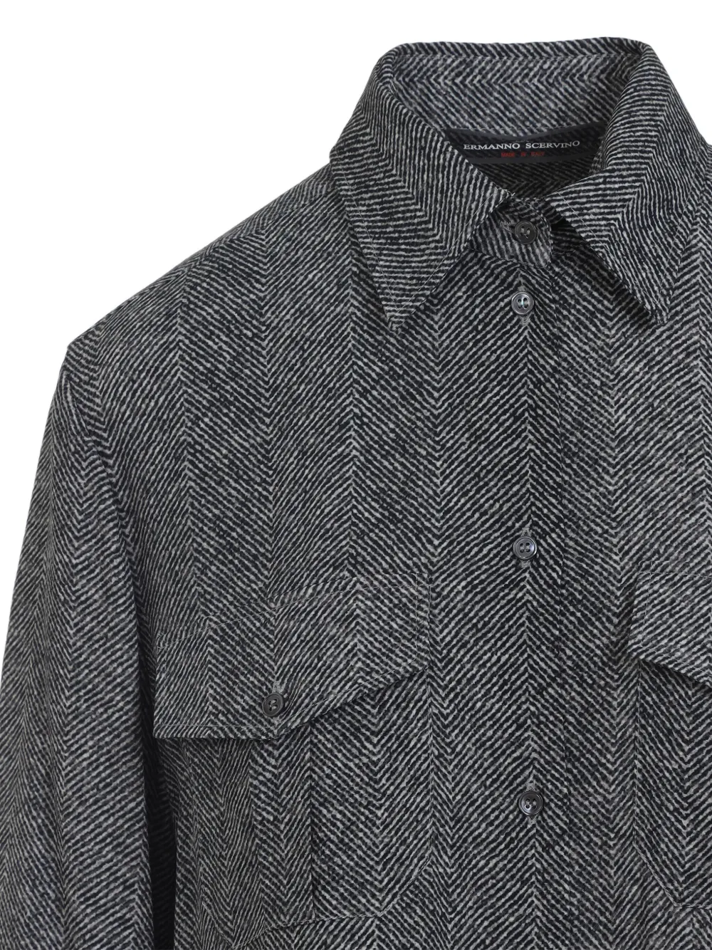 Ermanno Scervino Blouse met visgraatpatroon en zak Grijs