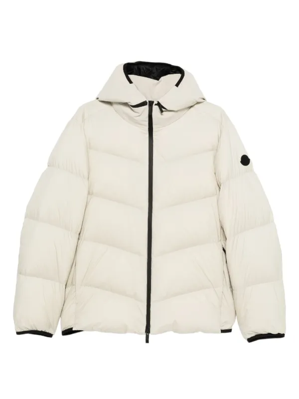 MONCLER フード付きホワイトジャケット White Moncler Maya Hooded Short Down Jacket - Short Down Jackets