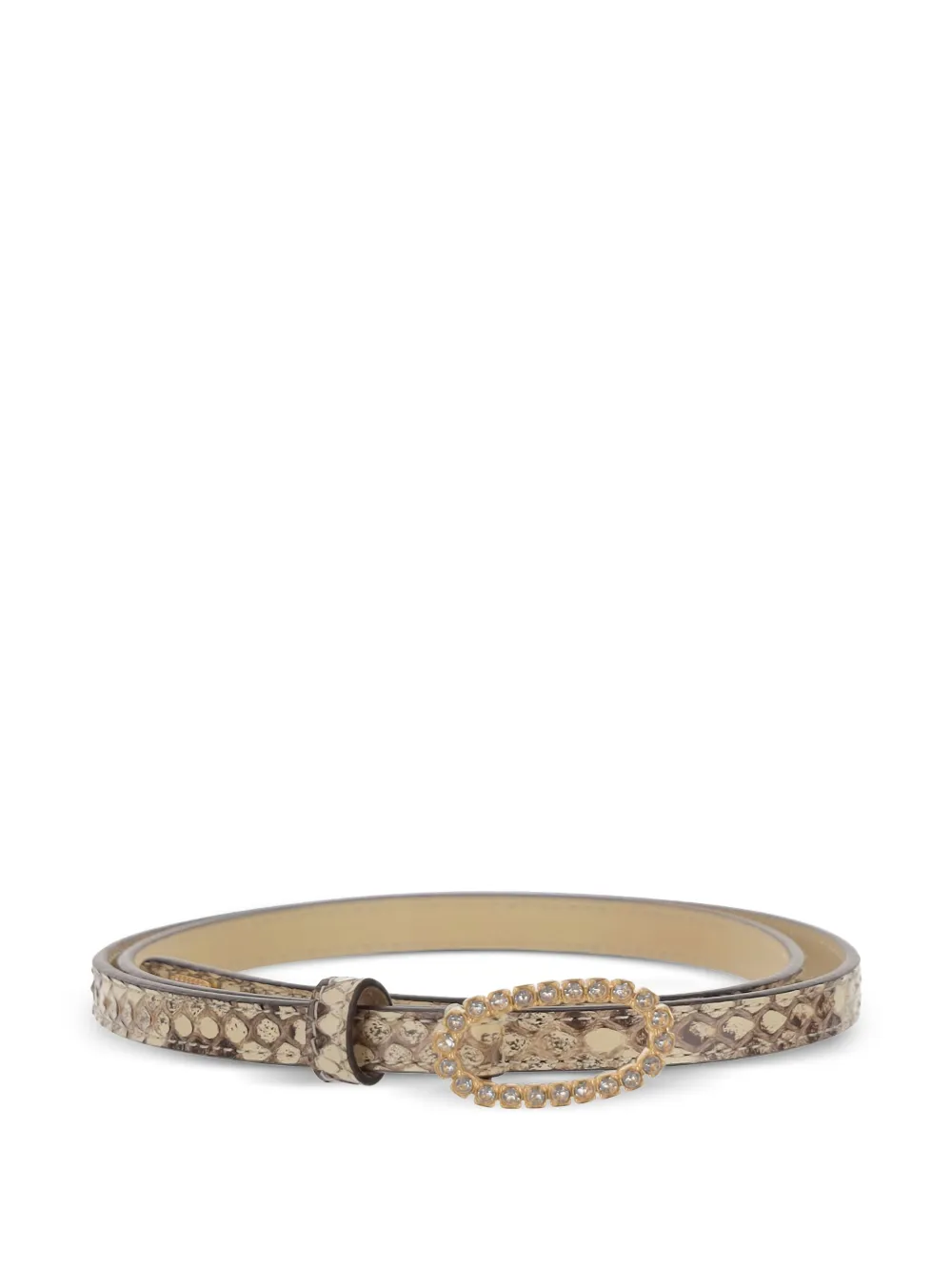 Valentino Garavani snakeskin-effect crystal-embellished belt | Neutrals | Image 1