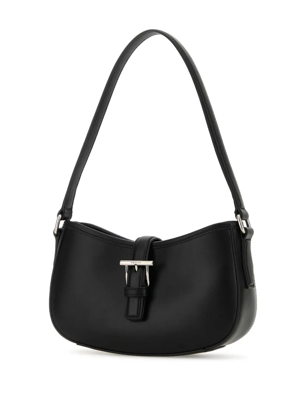 Alexander Mcqueen Mini T-bar Buckle-fastening Calfskin Shoulder Bag In Black