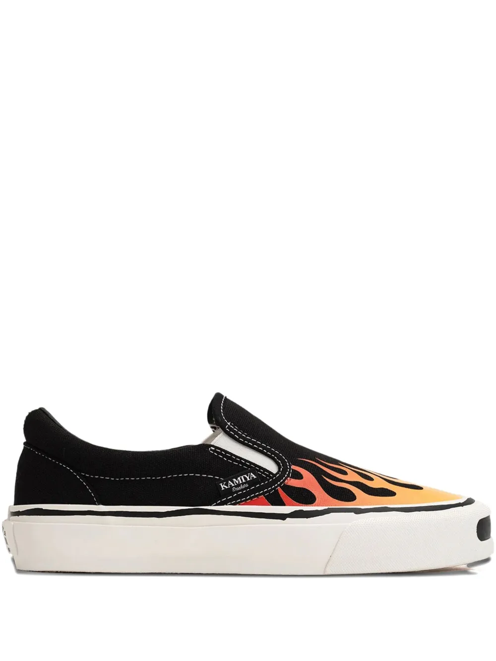 KAMIYA Cornell flame-pattern slip-on sneakers Black