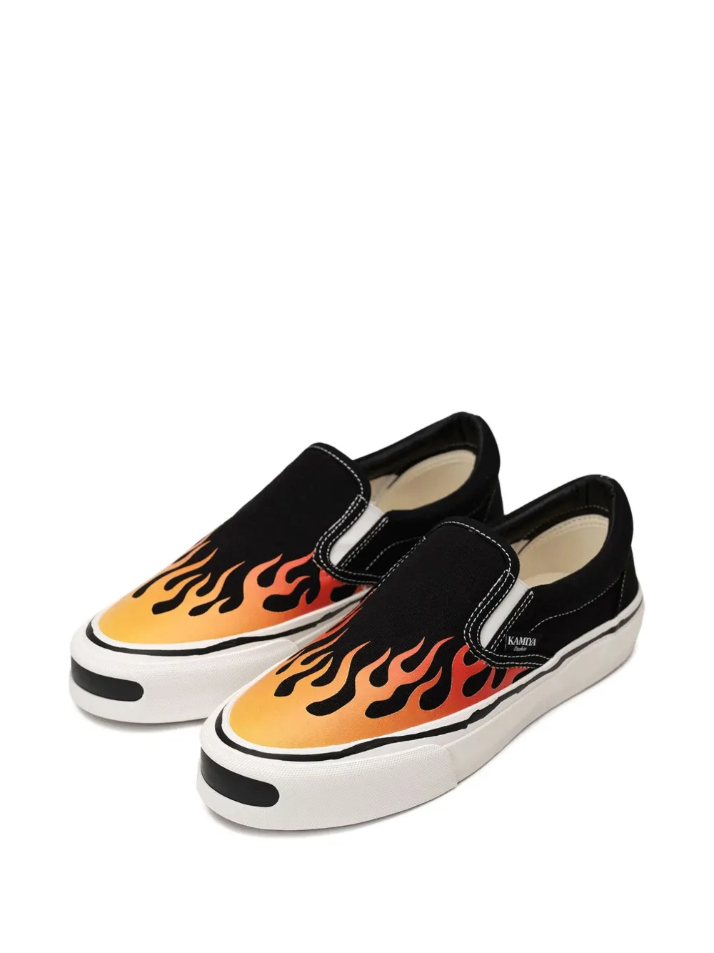 KAMIYA Cornell flame-pattern slip-on sneakers Black
