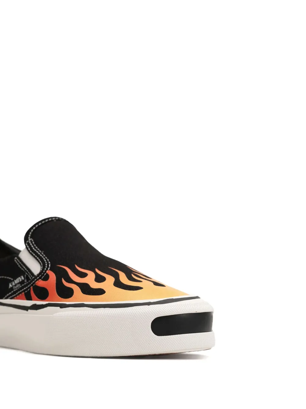 KAMIYA Cornell flame-pattern slip-on sneakers Black