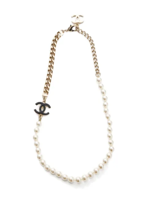 CHANEL Pre-Owned 2024 interlocking CC pearl-chain necklace