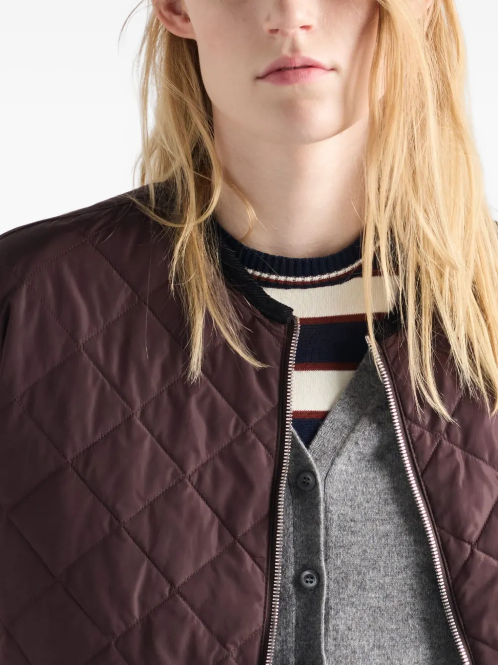 Prada Womens Brown Quilted Lightweight Re-nylon Jacket In Brown