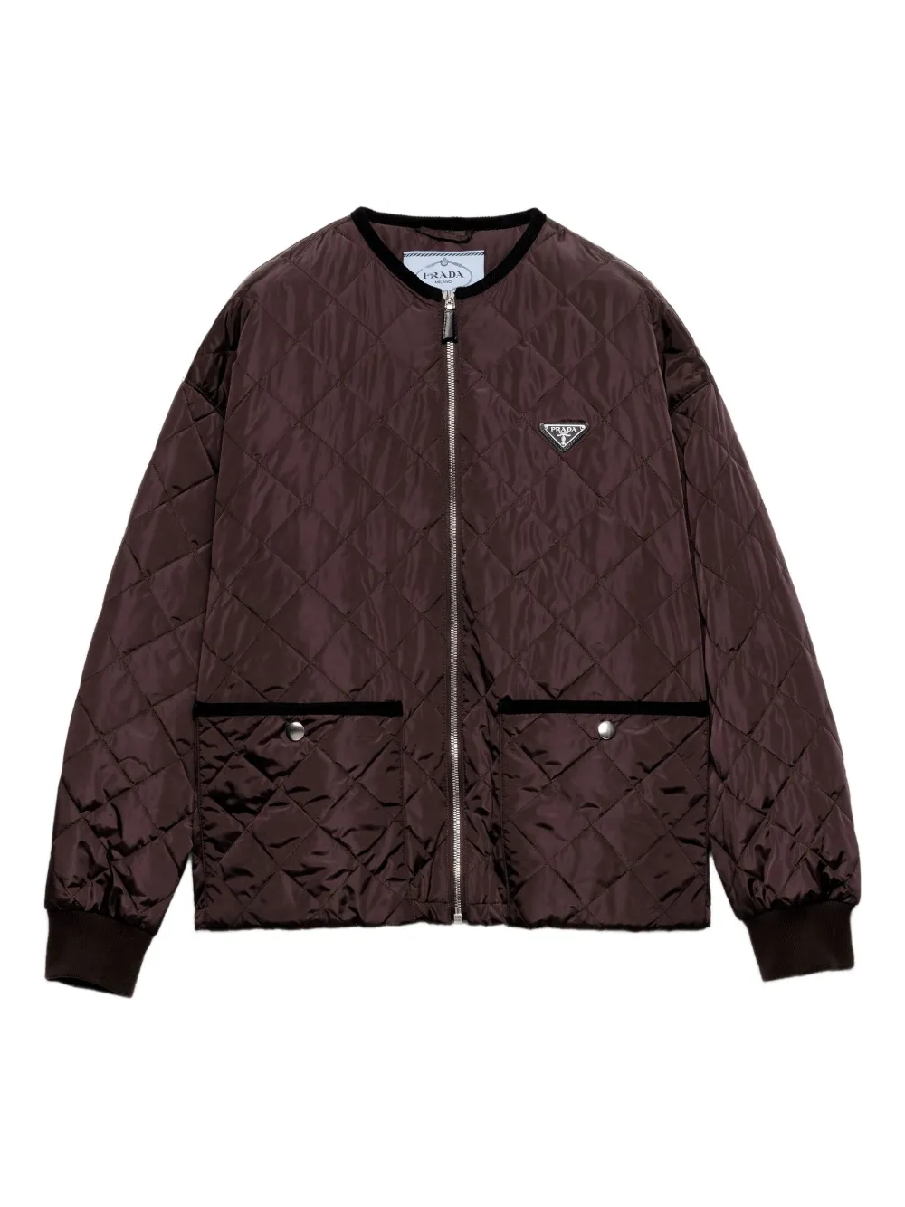 Prada triangle-logo quilted jacket | Brown | Image 1
