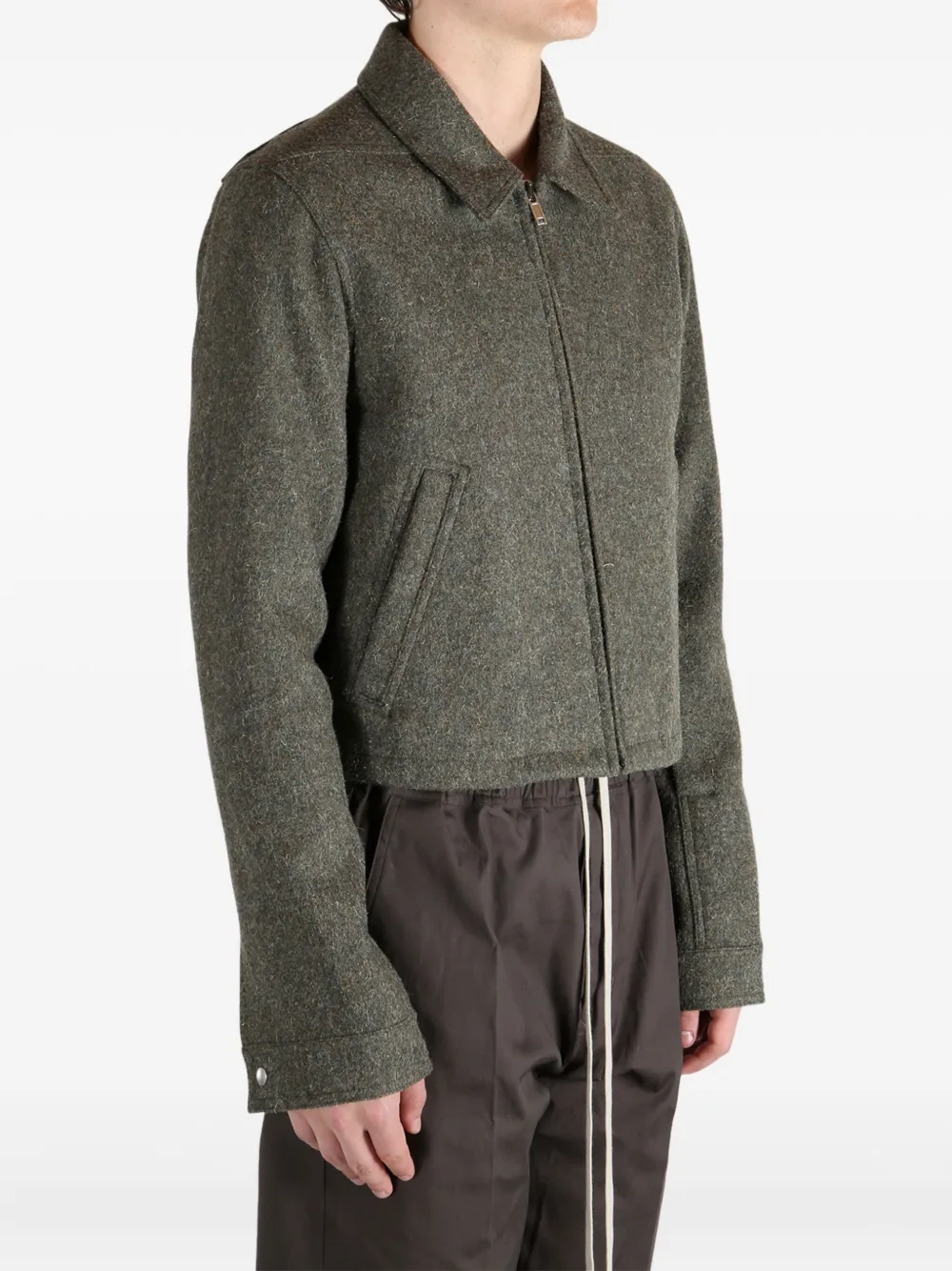 Rick Owens Alice Brad cropped zip-up jacket Groen