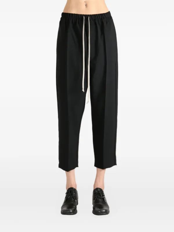 Rick Owens Virgin Wool Cropped Trousers Nero FARFETCH IT