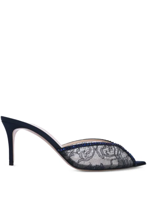 Andrea Wazen  75mm Katy lace-embellished mules