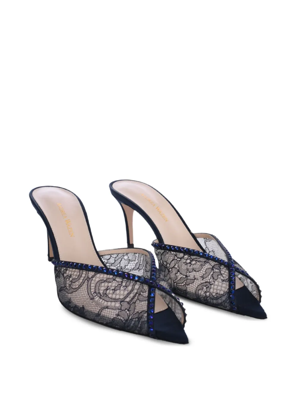 Andrea Wazen  75mm Katy lace-embellished mules | Heeled Mules | Image 2