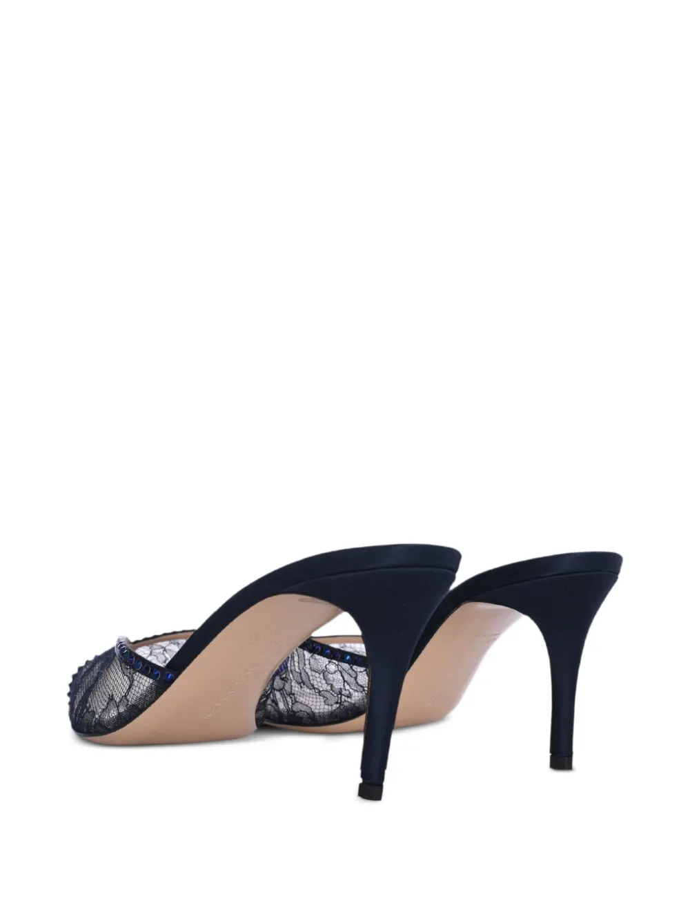 Andrea Wazen 75mm Katy lace-embellished mules Blue