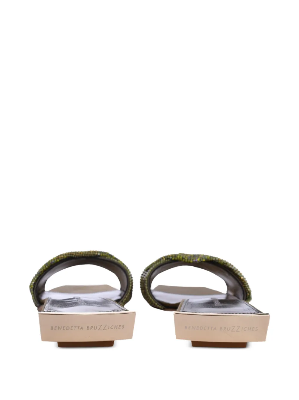 Benedetta Bruzziches Golrarda embellished square-toe slides Green