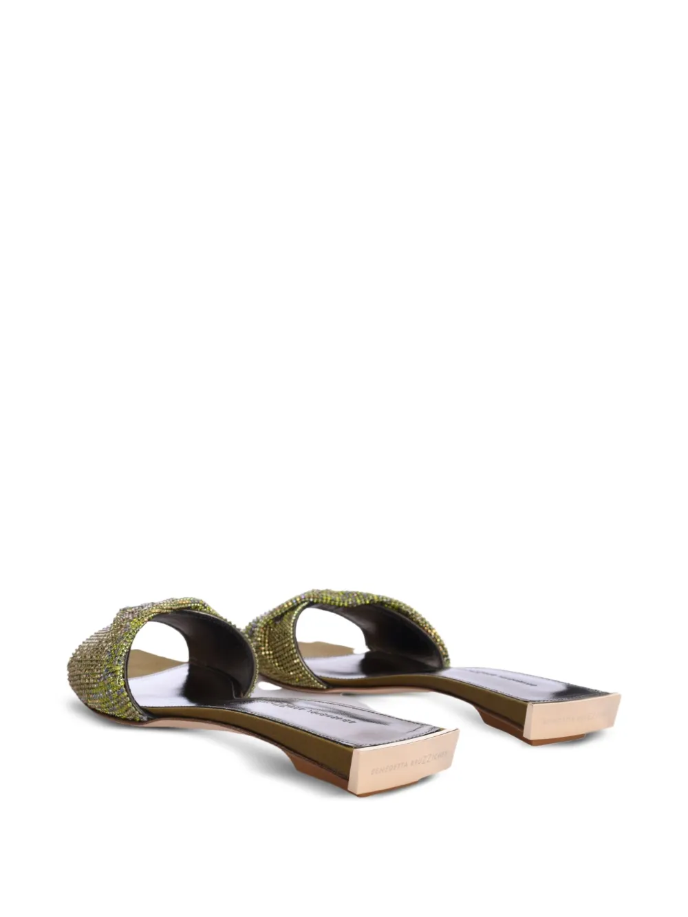 Benedetta Bruzziches Golrarda embellished square-toe slides Green