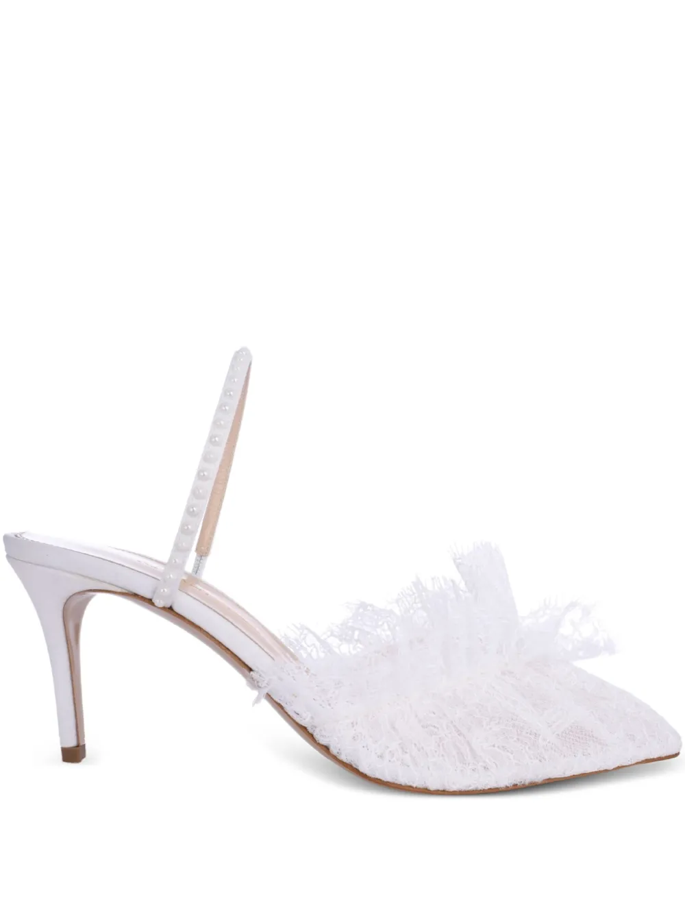 Andrea Wazen  75mm France lace mules | White | Image 1