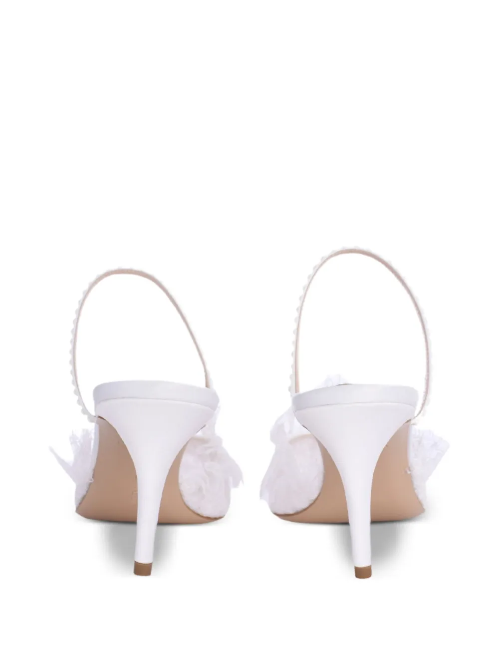 Andrea Wazen 75mm France lace mules White