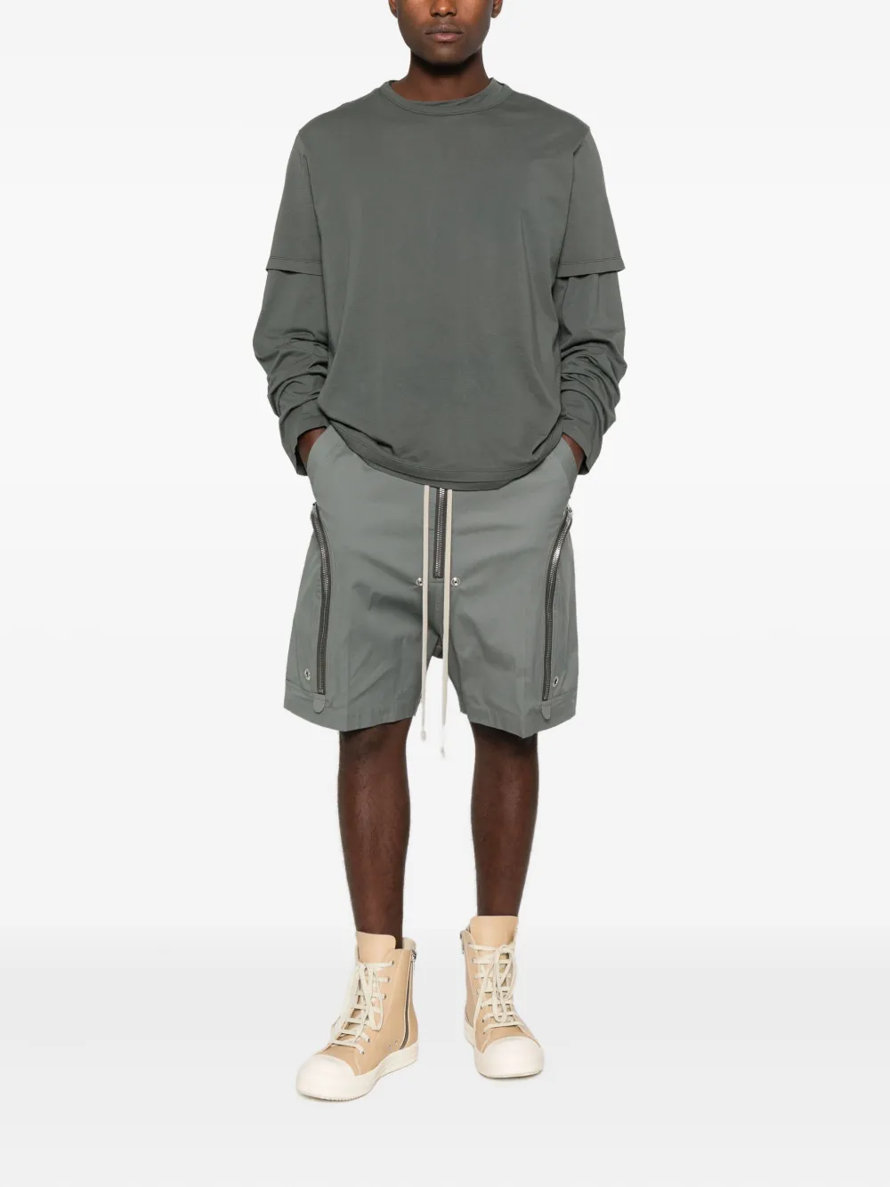 Rick Owens Shorts met ritsdetail - Grijs
