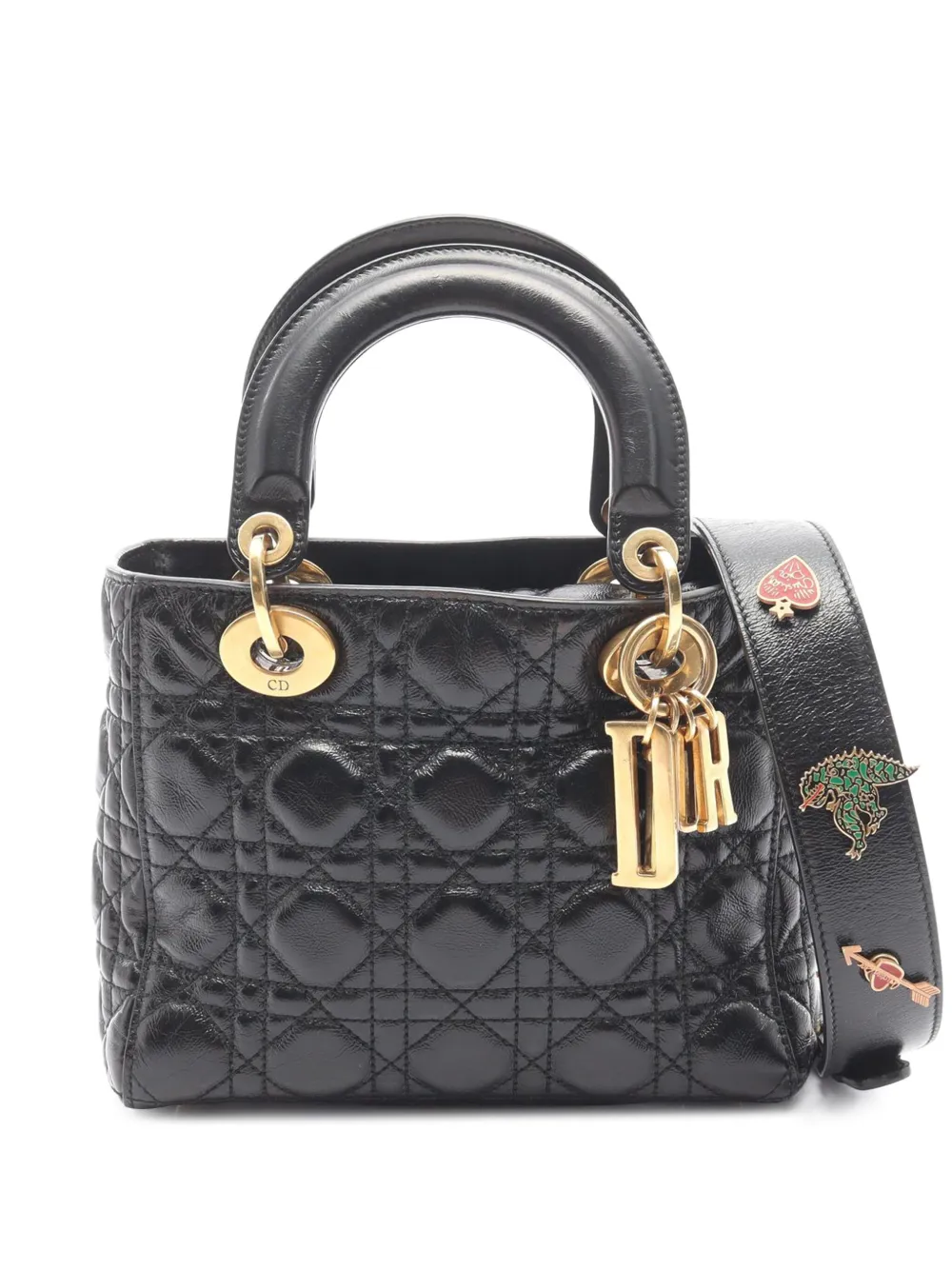 Christian Dior Pre-Owned 2018 Small Crinkled Patent Cannage My ABCDior Lady Dior satchel | Black | Image 1