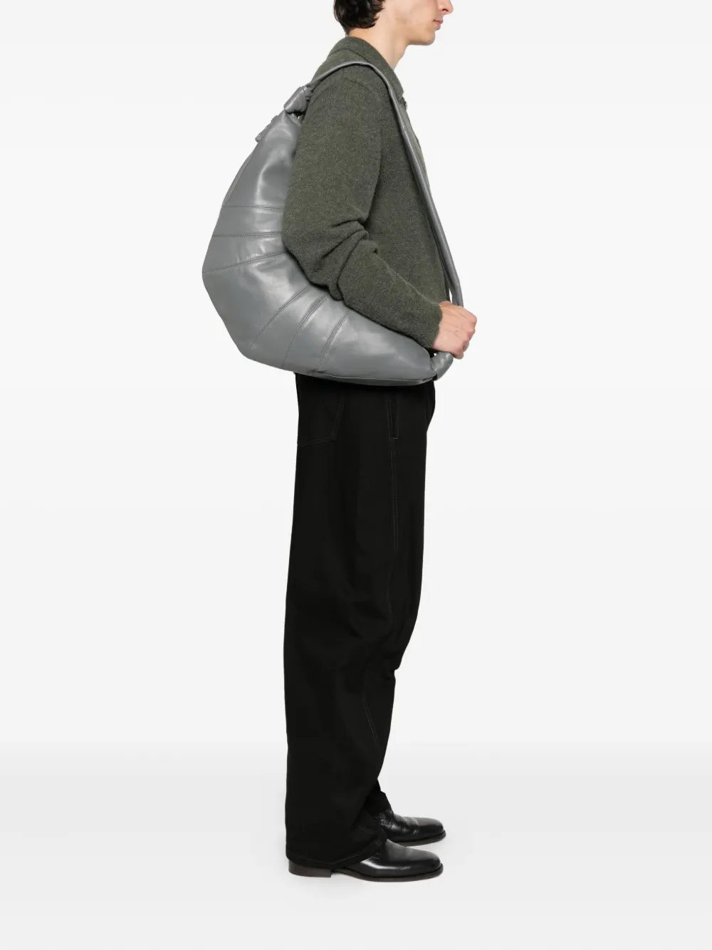 Lemaire Croissant Knot Lambskin Shoulder Bag In Gray