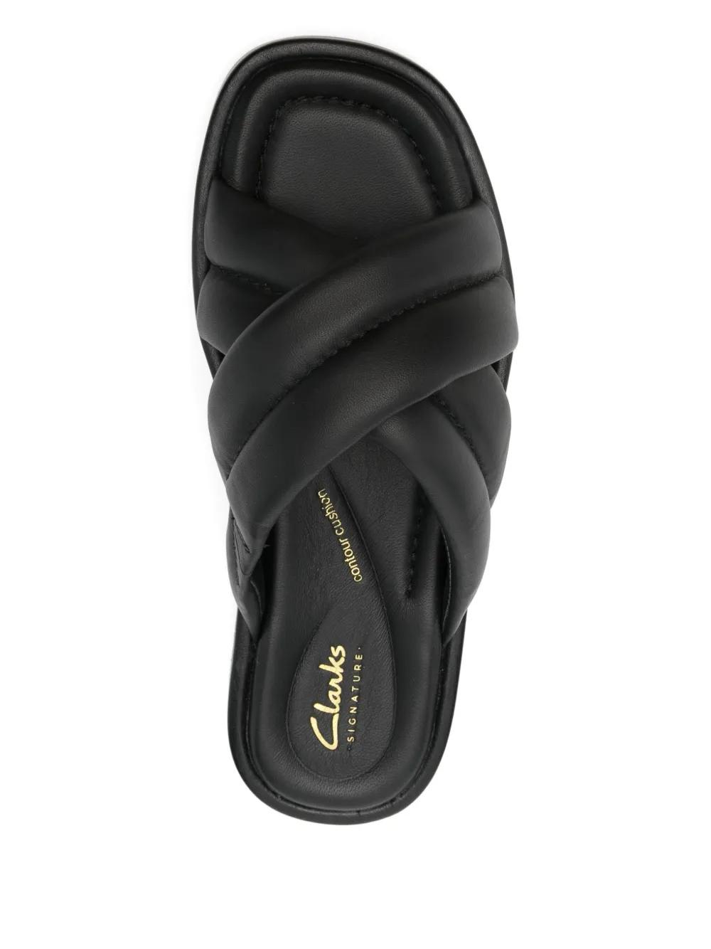 Clarks 35mm Alda quilted cross-strap sandals Black