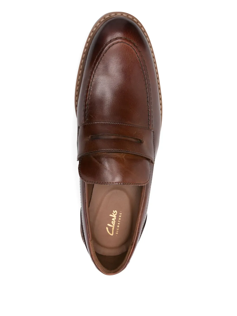 Clarks Aldwin Step penny-slot leather loafers Brown