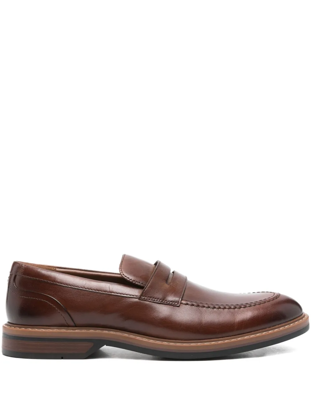 Clarks Aldwin Step penny-slot leather loafers Brown