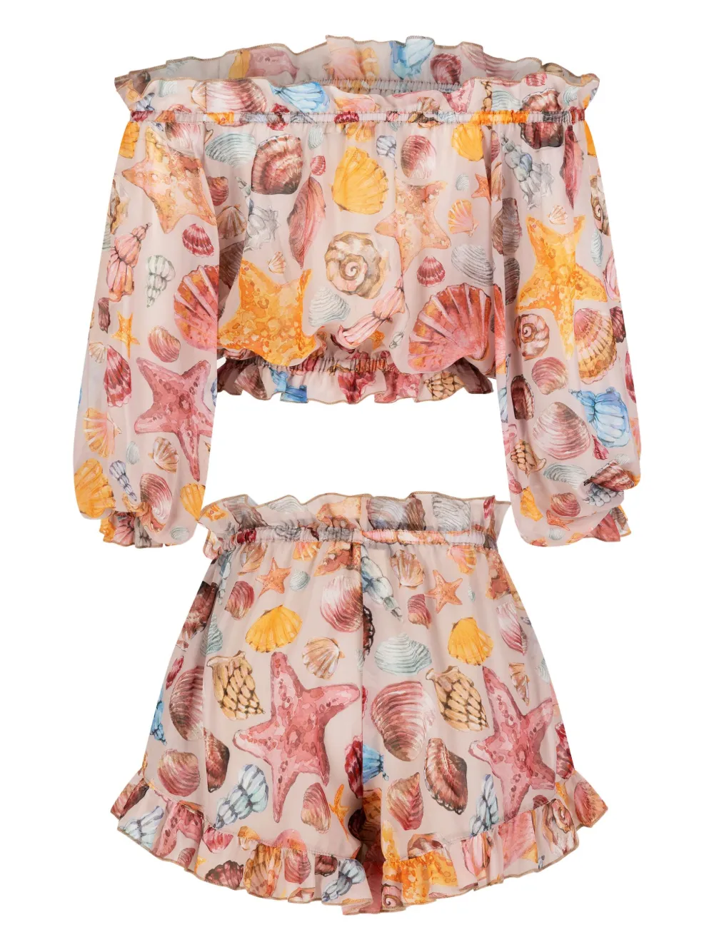 PARAMIDONNA shell-print ruffled beach set | Beach Cover-Ups | Image 2