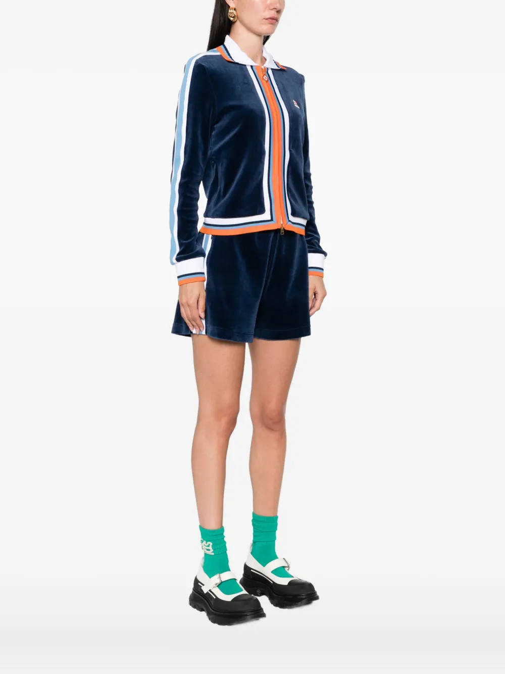 Casablanca Montagne striped velvet jacket Blauw