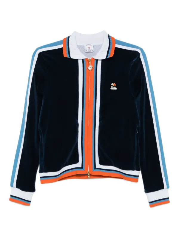 Casablanca Montagne Striped Velvet Jacket in Blue