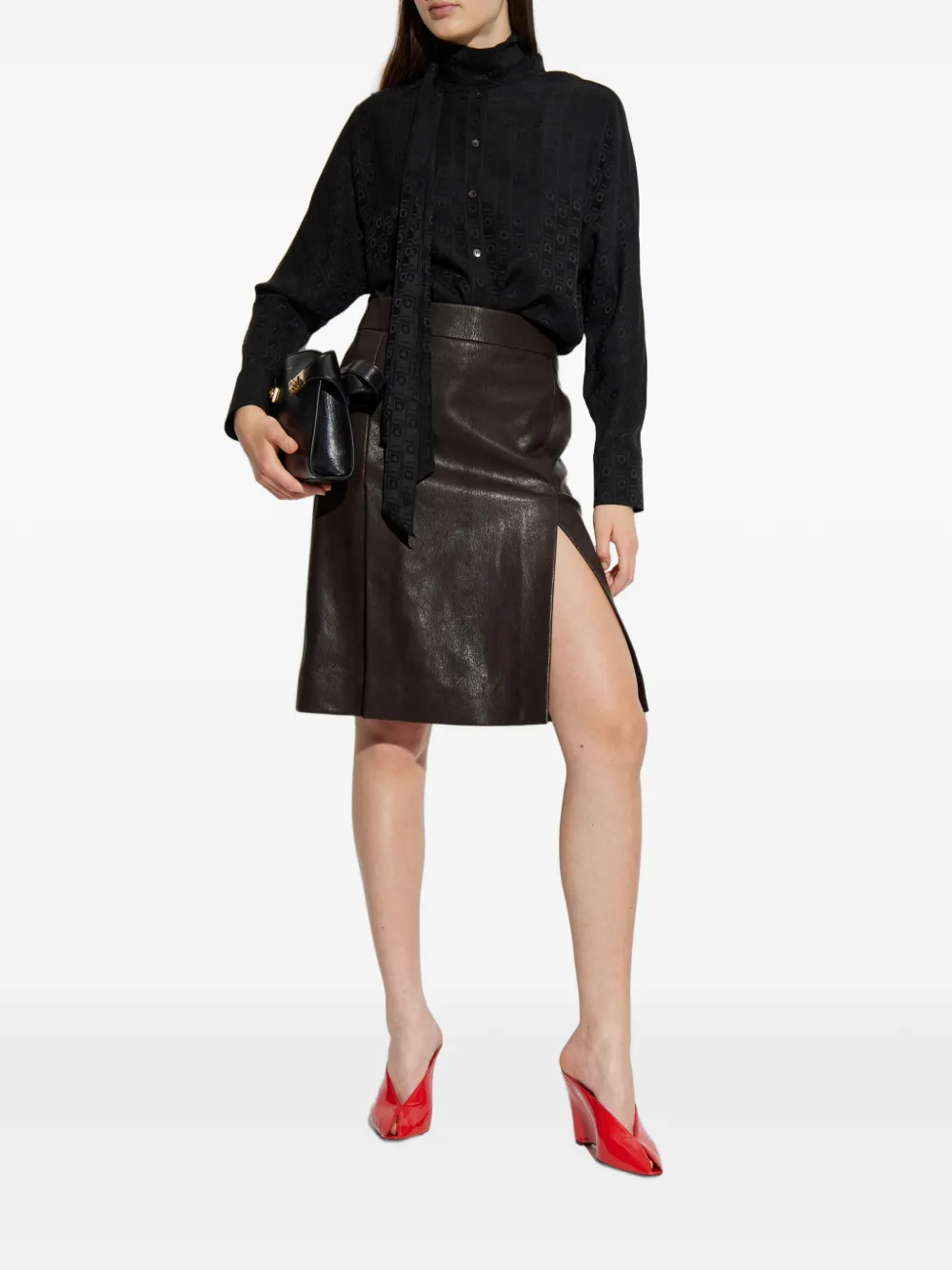 Ferragamo Leren mini-rok Bruin