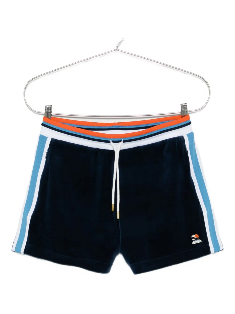 Casablanca Montagne side-stripe velvet shorts Blauw