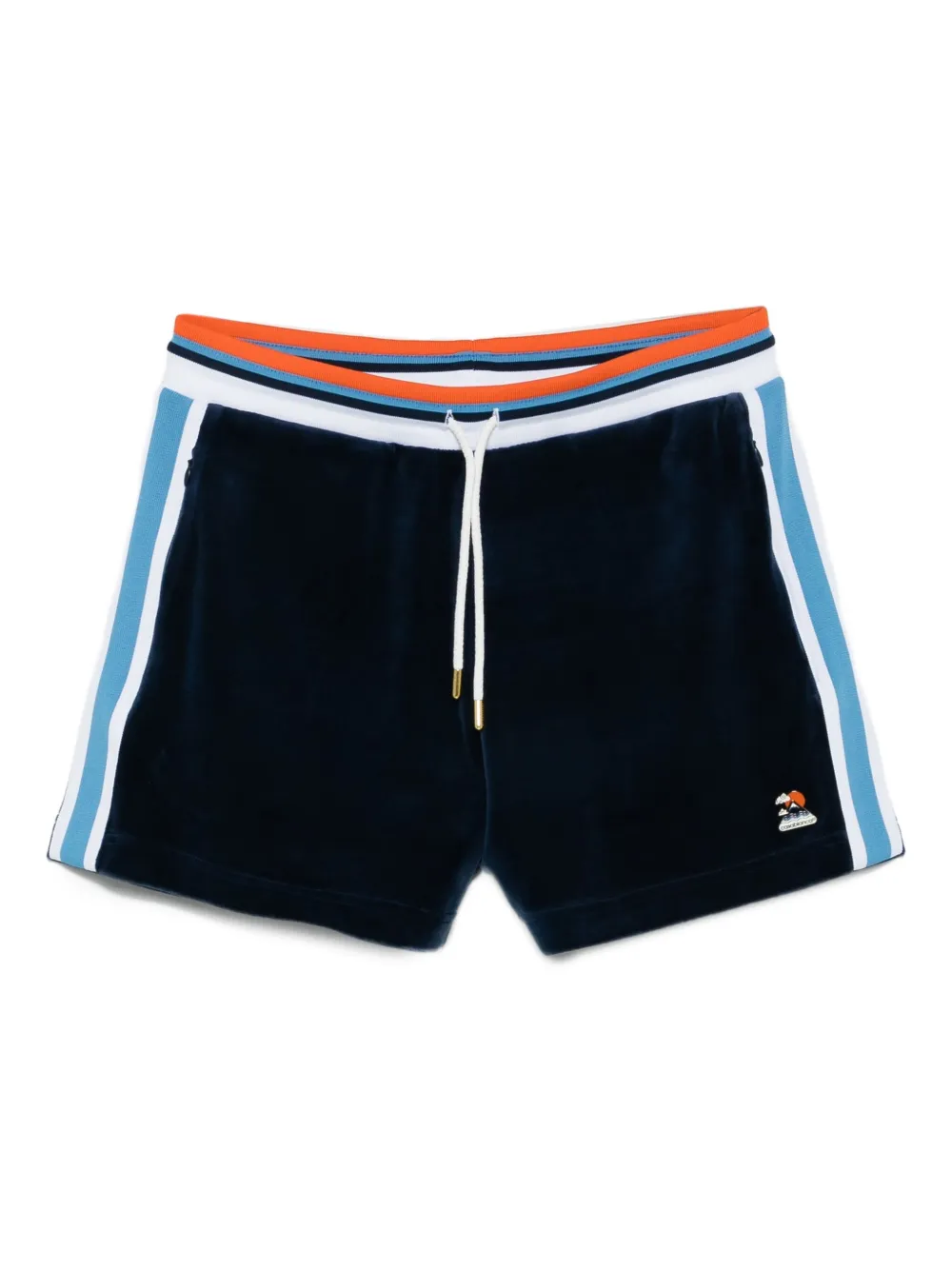 Casablanca Montagne side-stripe velvet shorts Blauw