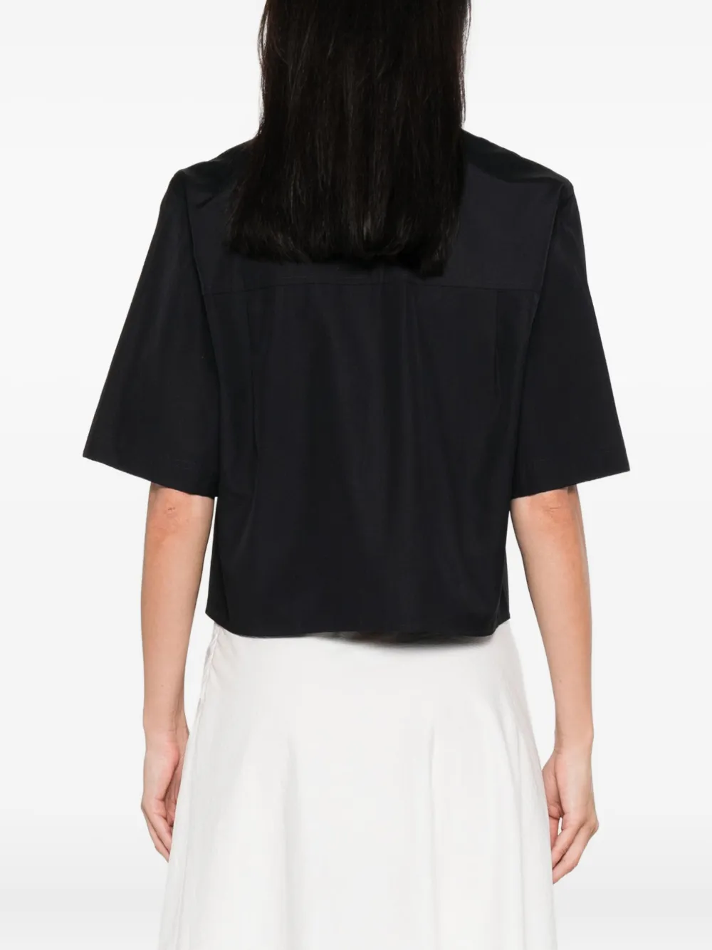 Vince Blouse met kraag en korte mouwen Blauw