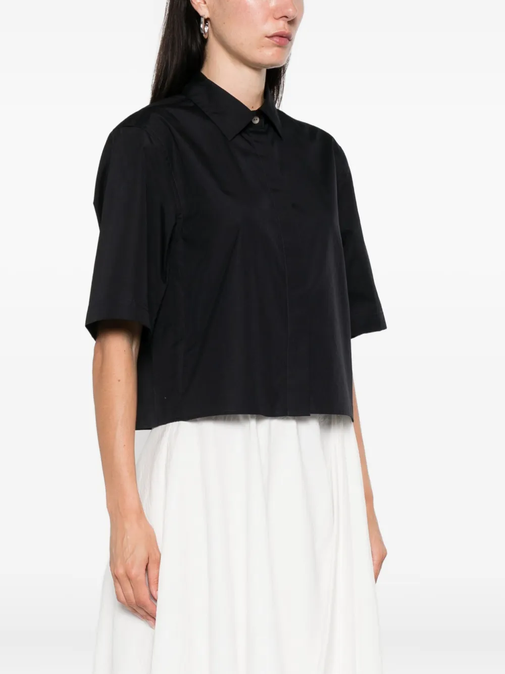 Vince Blouse met kraag en korte mouwen Blauw