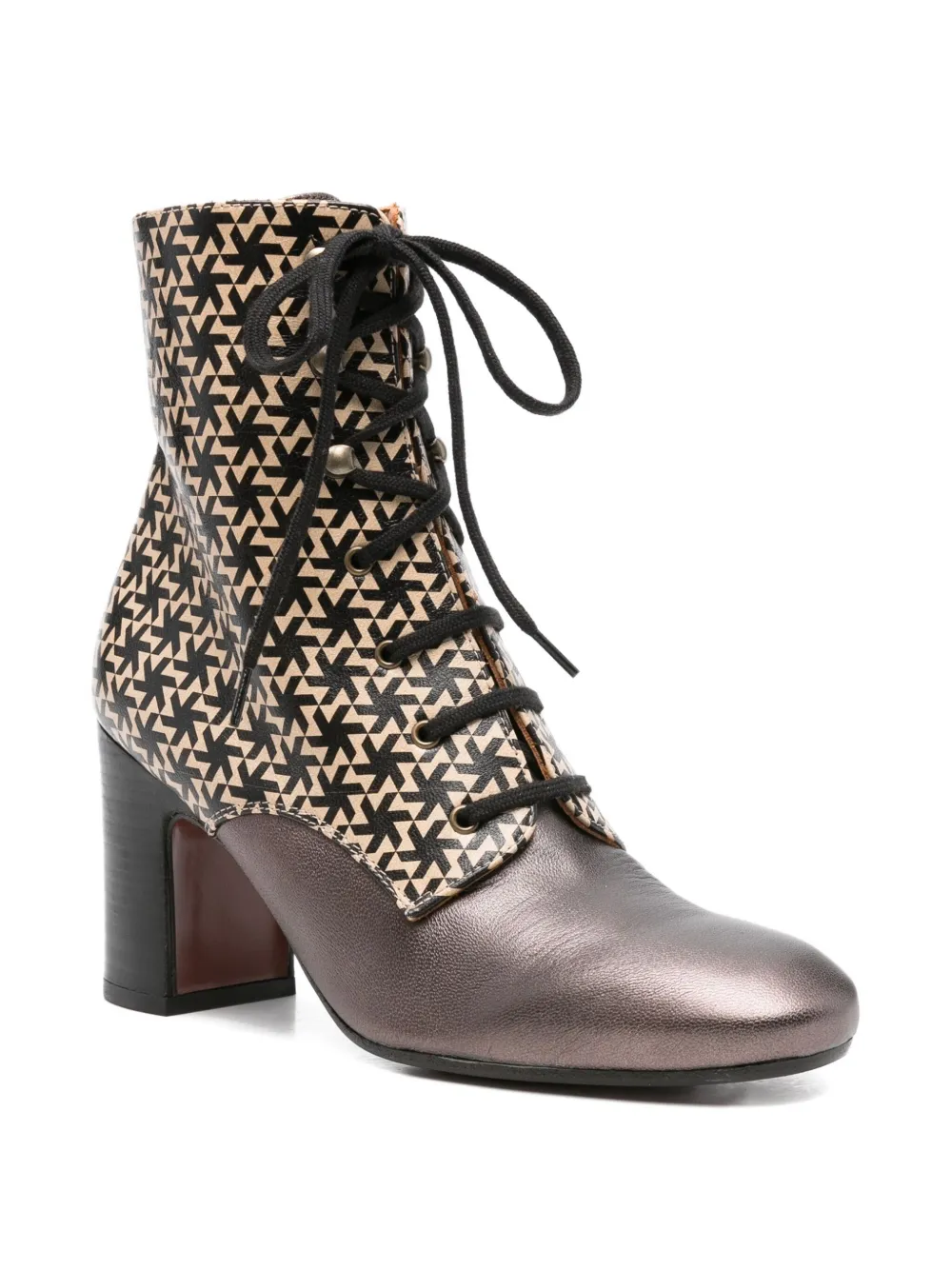 Chie Mihara 80mm Masalac geometric-pattern lace-up boots Bruin