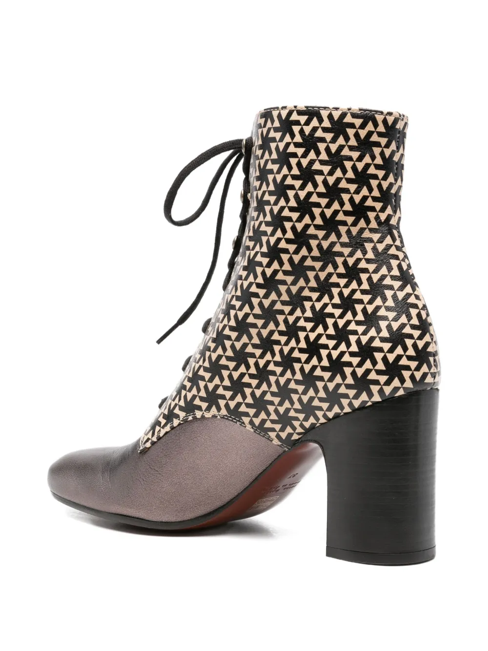 Chie Mihara 80mm Masalac geometric-pattern lace-up boots Bruin