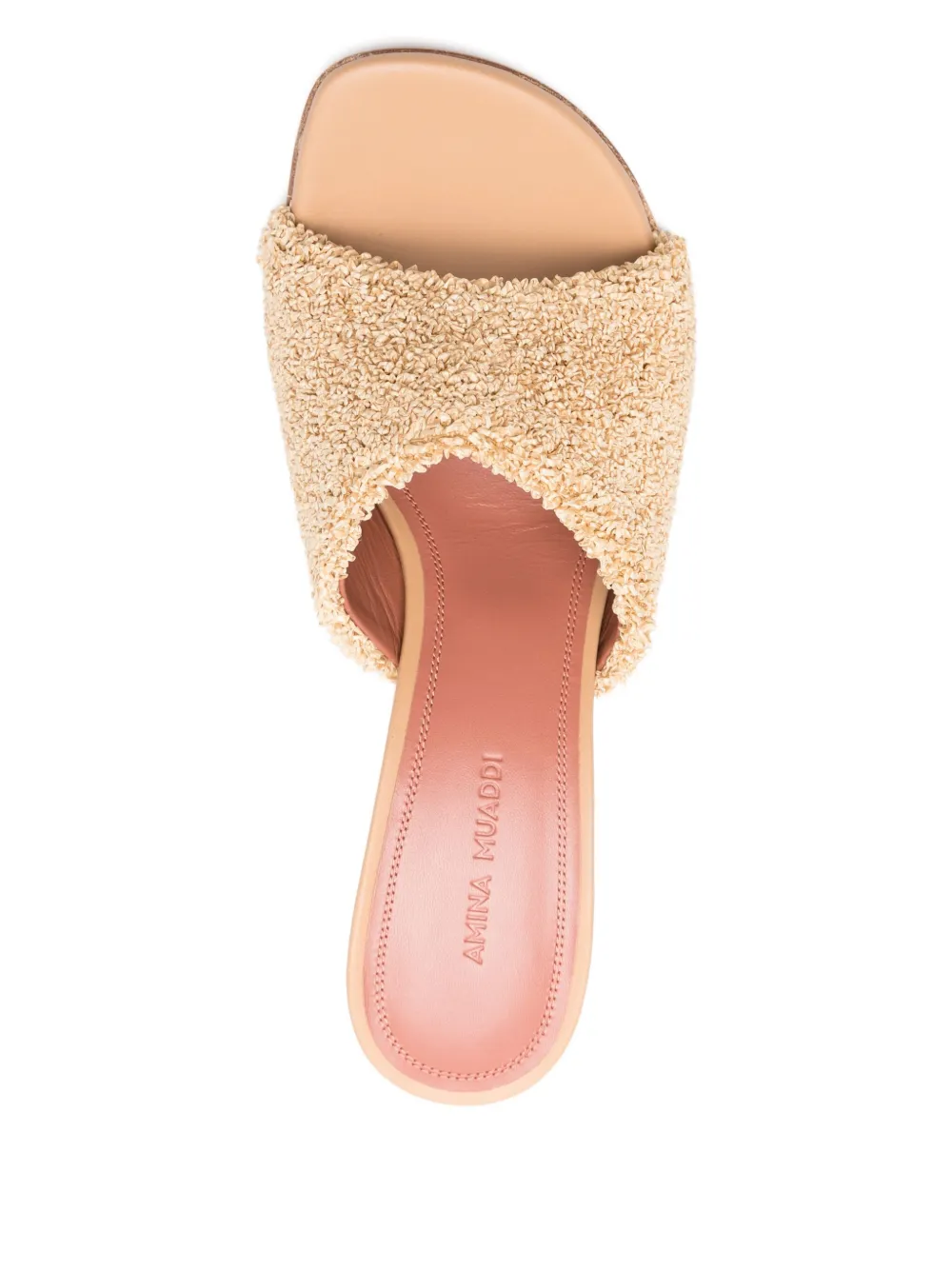 Amina Muaddi 95mm Taylor raffia sculpted-heel sandals Beige