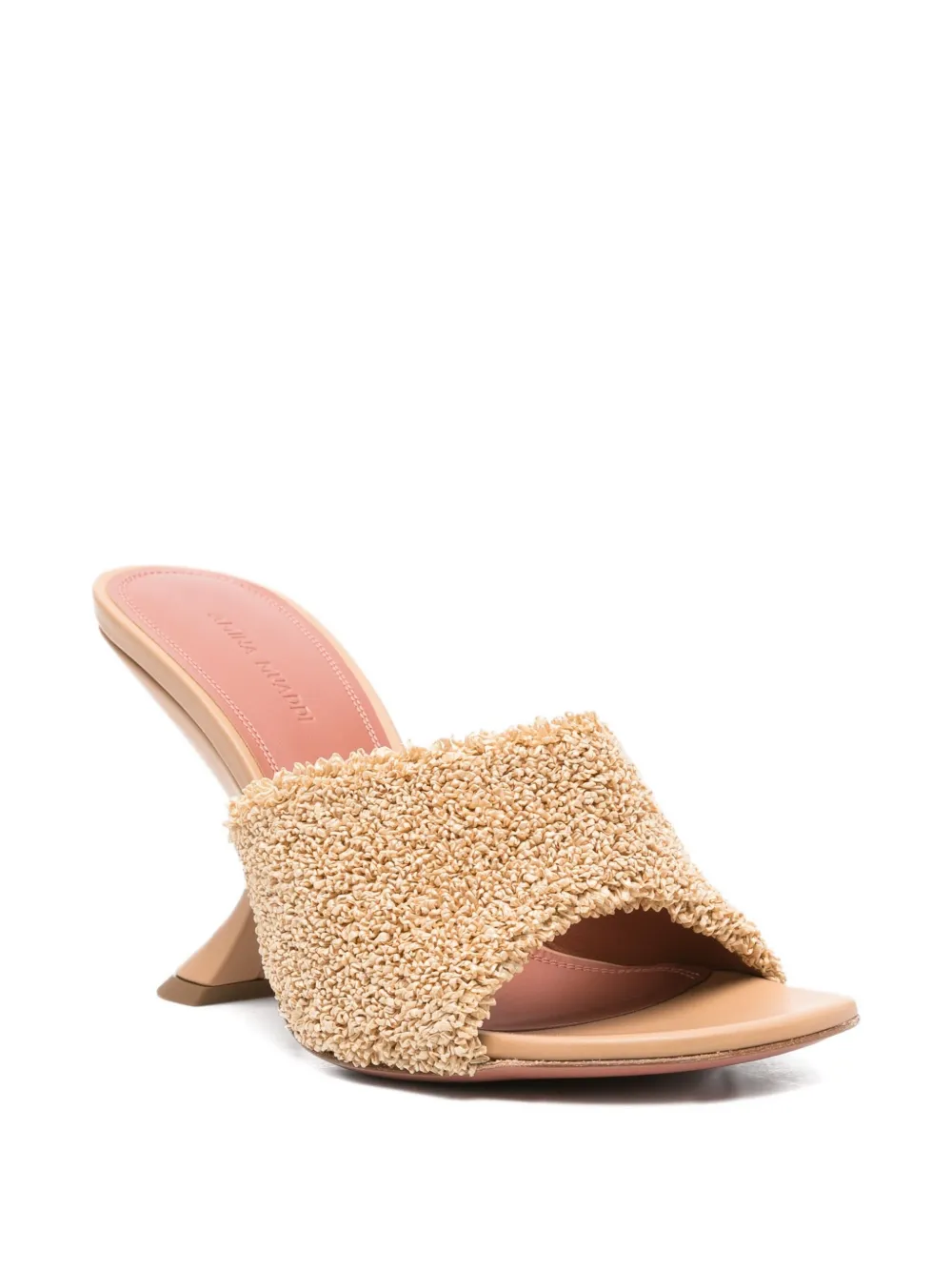 Amina Muaddi 95mm Taylor raffia sculpted-heel sandals Beige