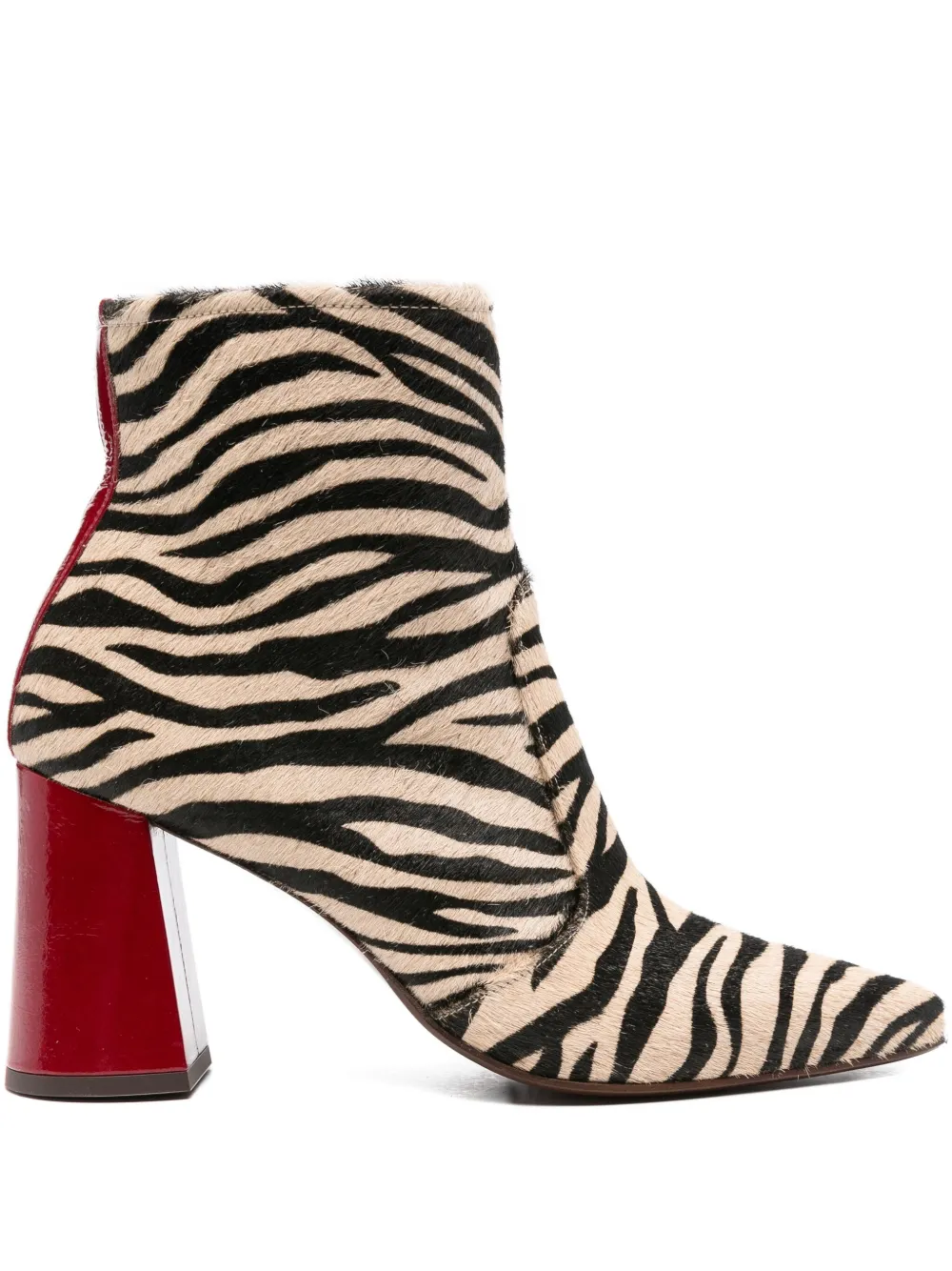 Chie Mihara 80mm zebra-print block-heel ankle boots Neutrals
