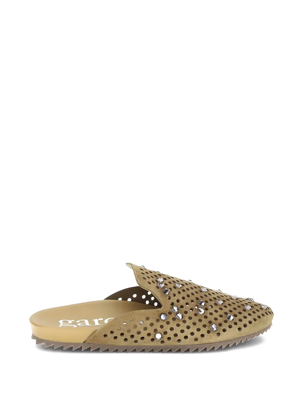 Pedro Garcia perforated crystal-embellished mules Brown