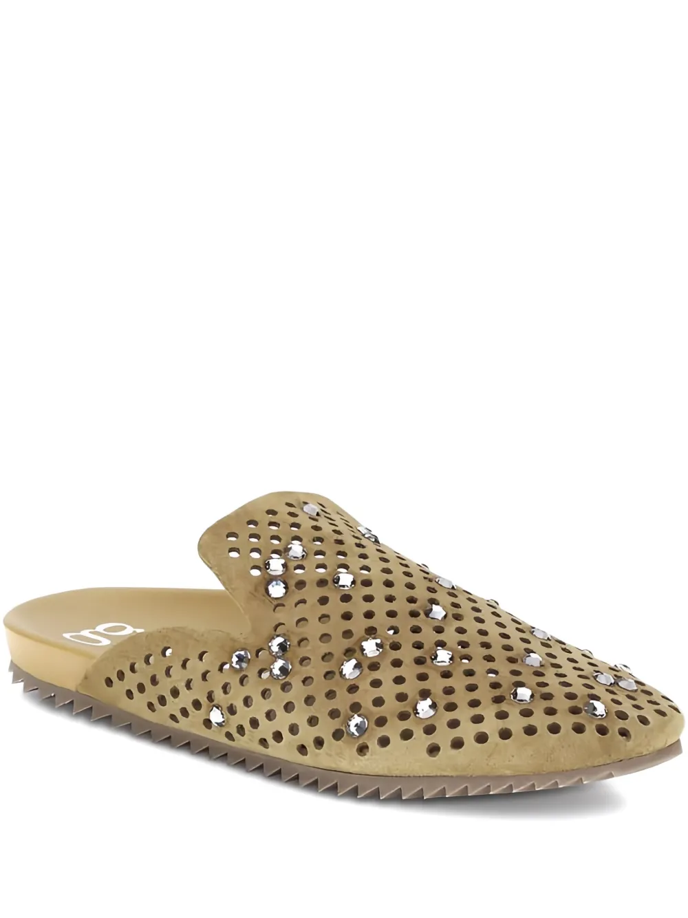 Pedro Garcia Perforated Crystal-embellished Mules In Brown
