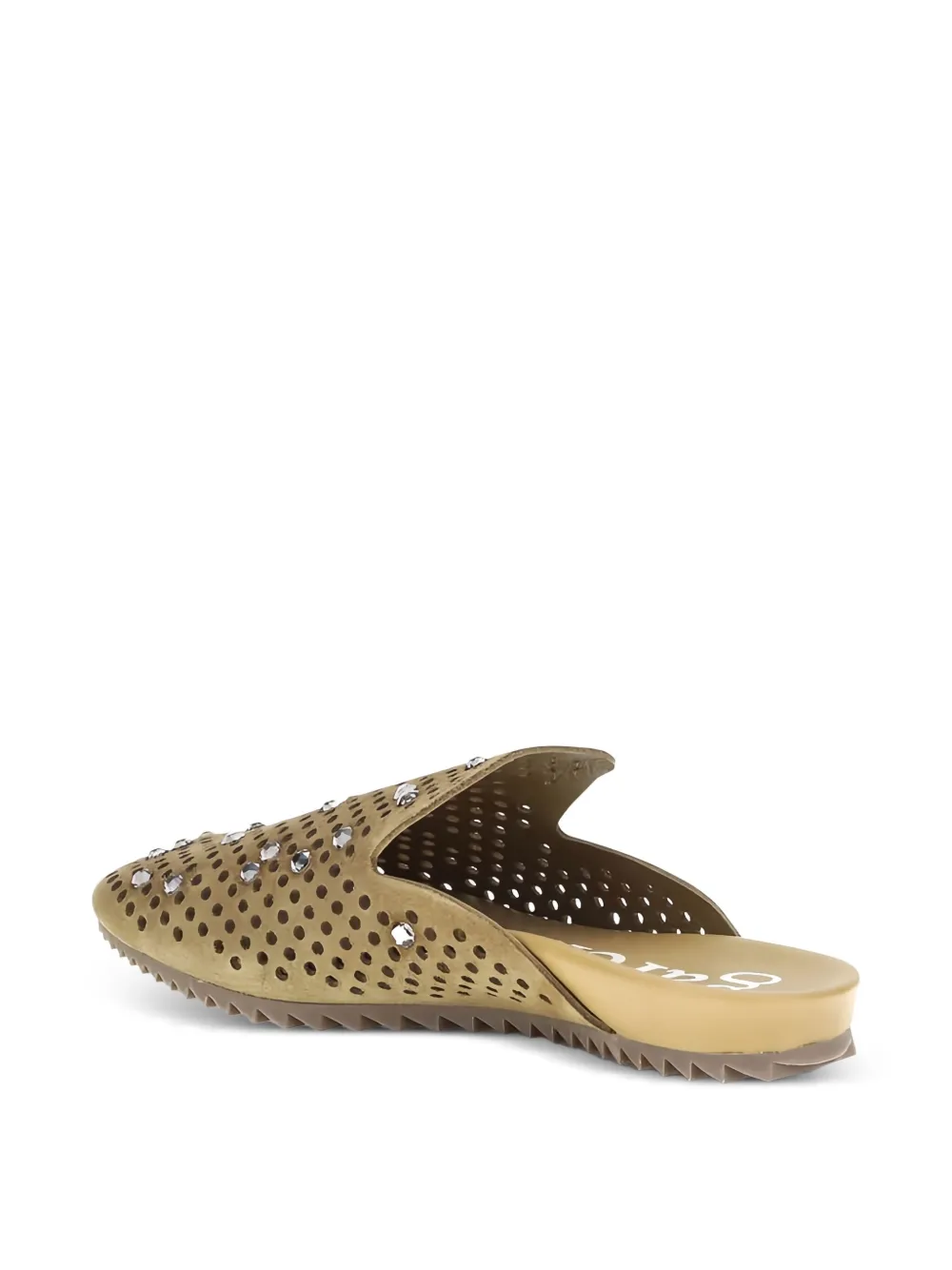 Pedro Garcia perforated crystal-embellished mules Brown