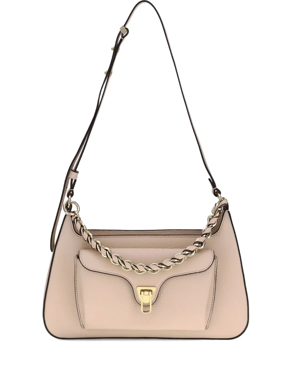 Coccinelle Small Chain-embellished Shoulder Bag In Neutral